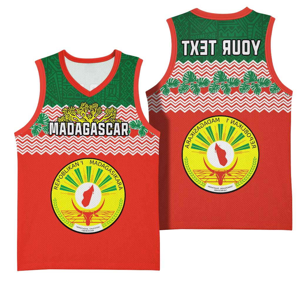 Personalized Madagascar Basketball Jersey with Madagasikara Seal and Baobab African Pattern - African Pride