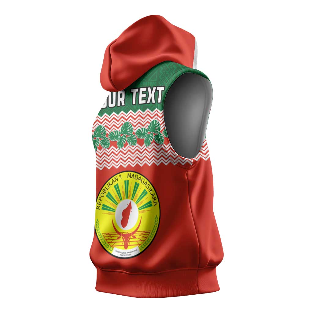 Personalized Madagascar Sleeveless Hoodie with Madagasikara Seal and Baobab African Pattern - African Pride