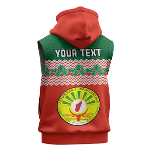 Personalized Madagascar Sleeveless Zip Hoodie with Madagasikara Seal and Baobab African Pattern - African Pride