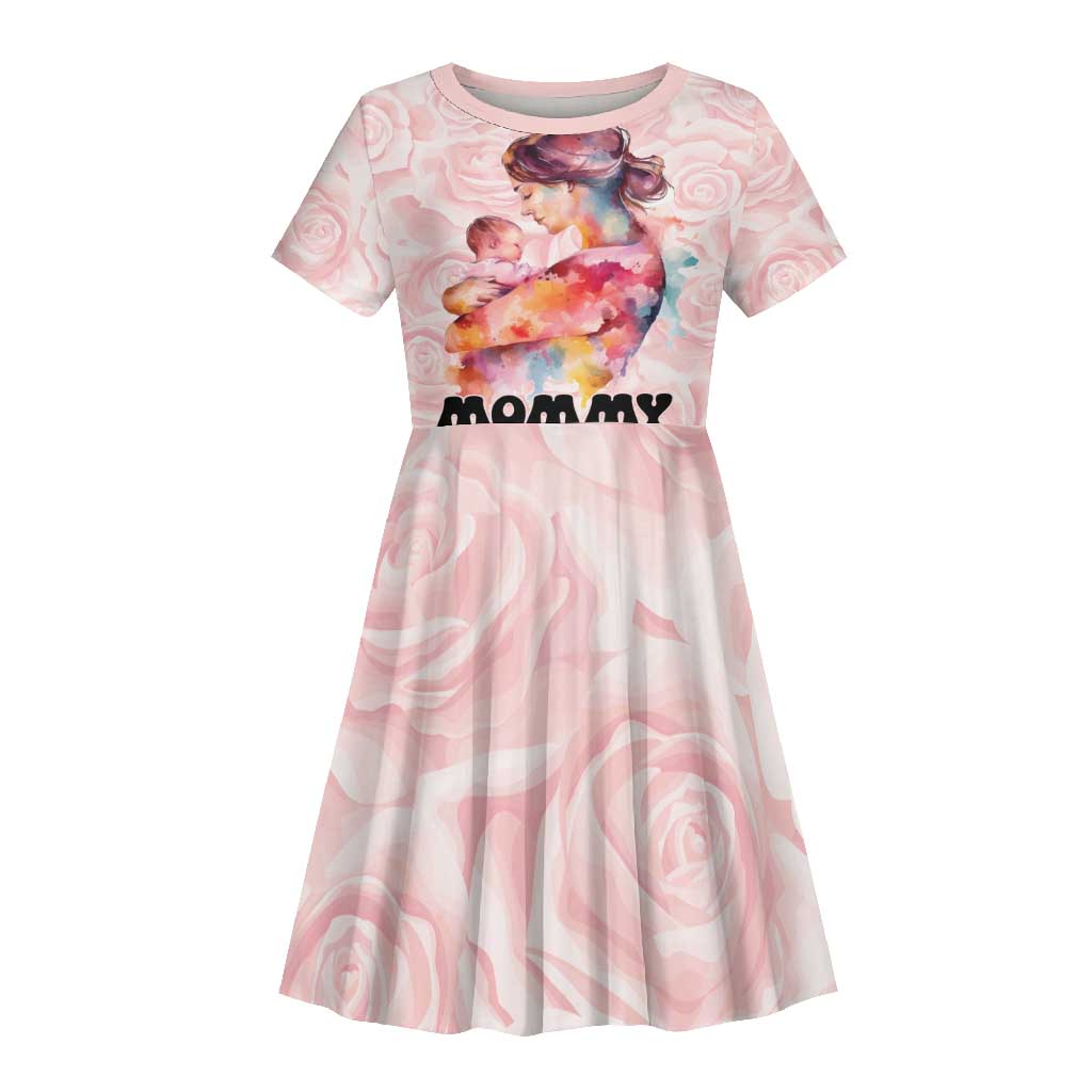 Happy Mother Day Kid Short Sleeve Dress Mommy Est 2024
