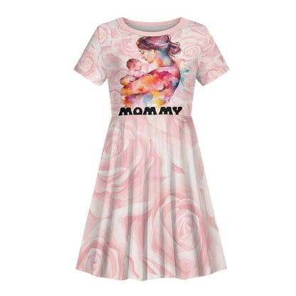 Happy Mother Day Kid Short Sleeve Dress Mommy Est 2024