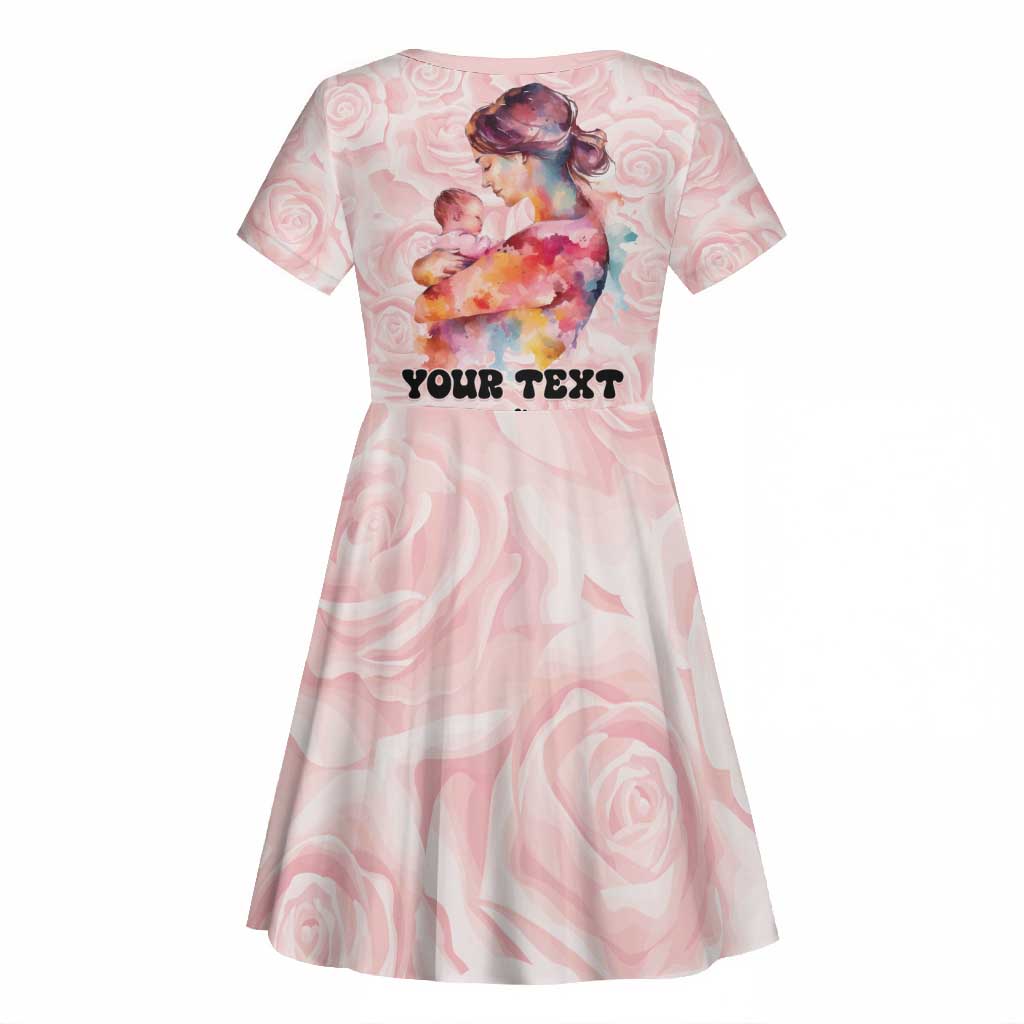 Happy Mother Day Kid Short Sleeve Dress Mommy Est 2024