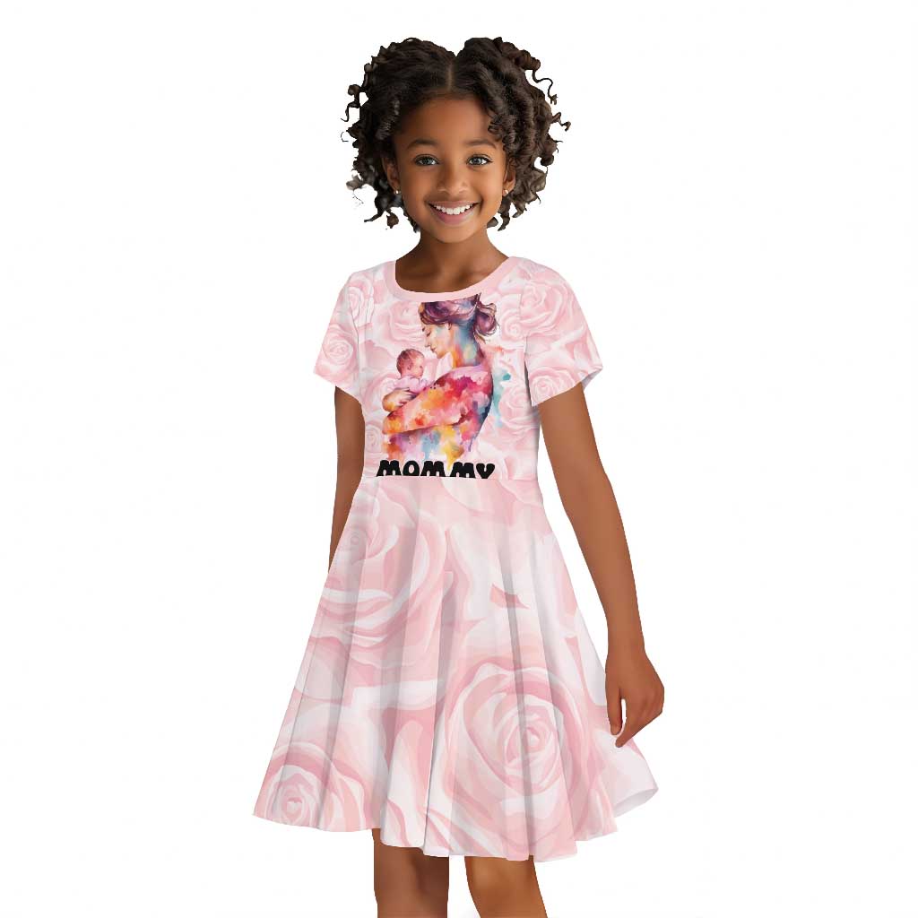 Happy Mother Day Kid Short Sleeve Dress Mommy Est 2024