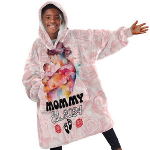 Happy Mother Day KId Wearable Blanket Hoodie Mommy Est 2024