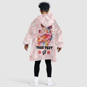 Happy Mother Day KId Wearable Blanket Hoodie Mommy Est 2024