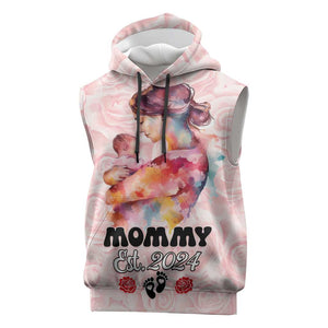 Happy Mother Day Sleeveless Hoodie Mommy Est 2024 - African Pride