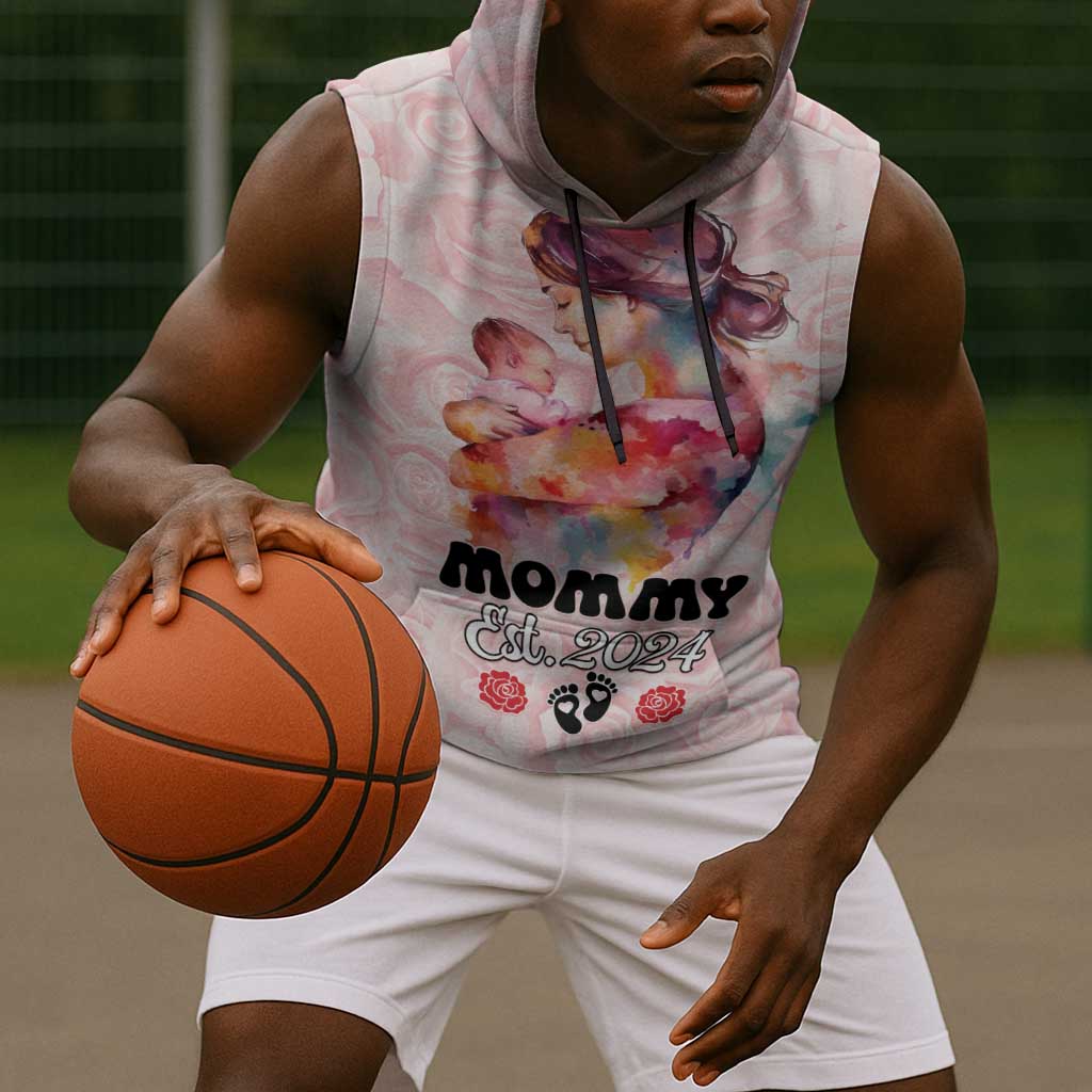 Happy Mother Day Sleeveless Hoodie Mommy Est 2024 - African Pride