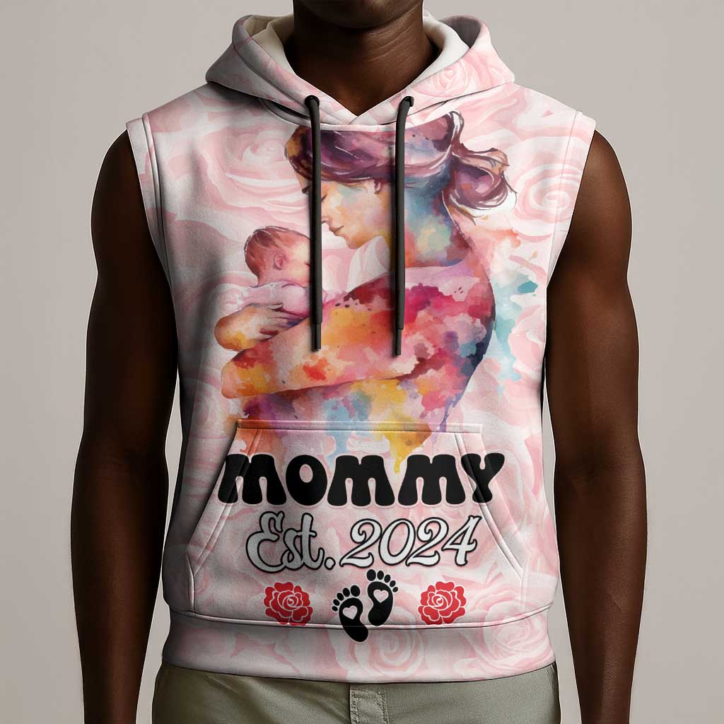 Happy Mother Day Sleeveless Hoodie Mommy Est 2024 - African Pride