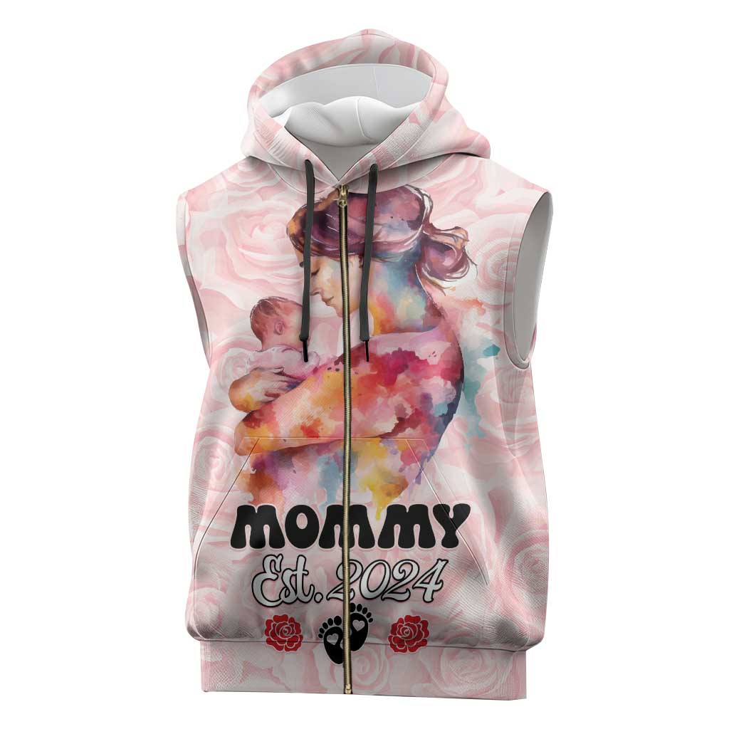 Happy Mother Day Sleeveless Zip Hoodie Mommy Est 2024 - African Pride