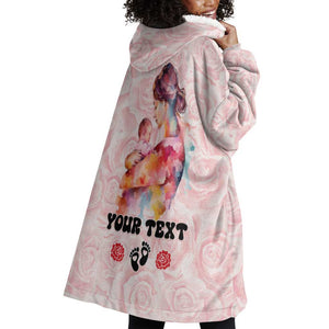 Happy Mother Day Wearable Blanket Hoodie Mommy Est 2024