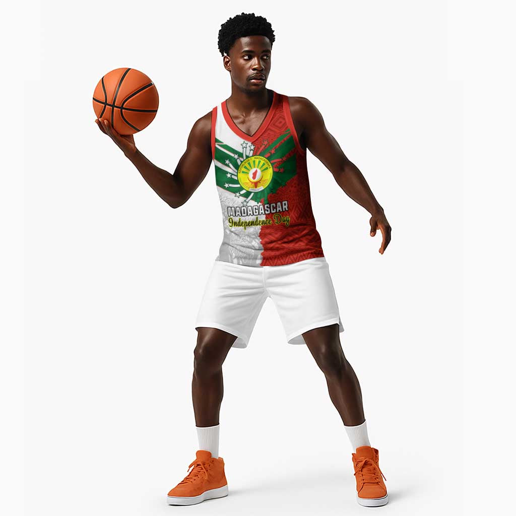 Personalized Madagascar Independence Day Basketball Jersey - 26 June, Baobab Mix African Pattern - African Pride
