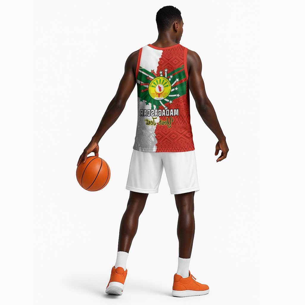Personalized Madagascar Independence Day Basketball Jersey - 26 June, Baobab Mix African Pattern - African Pride