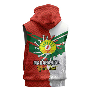 Personalized Madagascar Independence Day Sleeveless Zip Hoodie - 26 June, Baobab Mix African Pattern - African Pride
