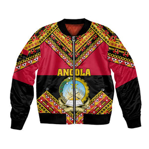 Angola Independence Day Bomber Jacket with Coat of Arms and Samakaka Pattern