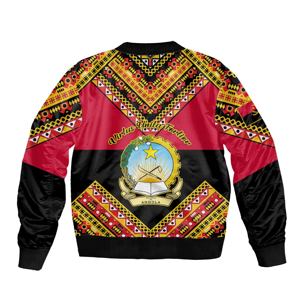 Angola Independence Day Bomber Jacket with Coat of Arms and Samakaka Pattern