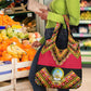 Angola Independence Day Grocery Bag with Coat of Arms and Samakaka Pattern