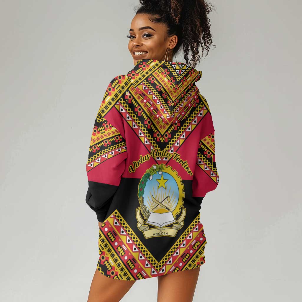Angola Independence Day Hoodie Dress with Coat of Arms and Samakaka Pattern