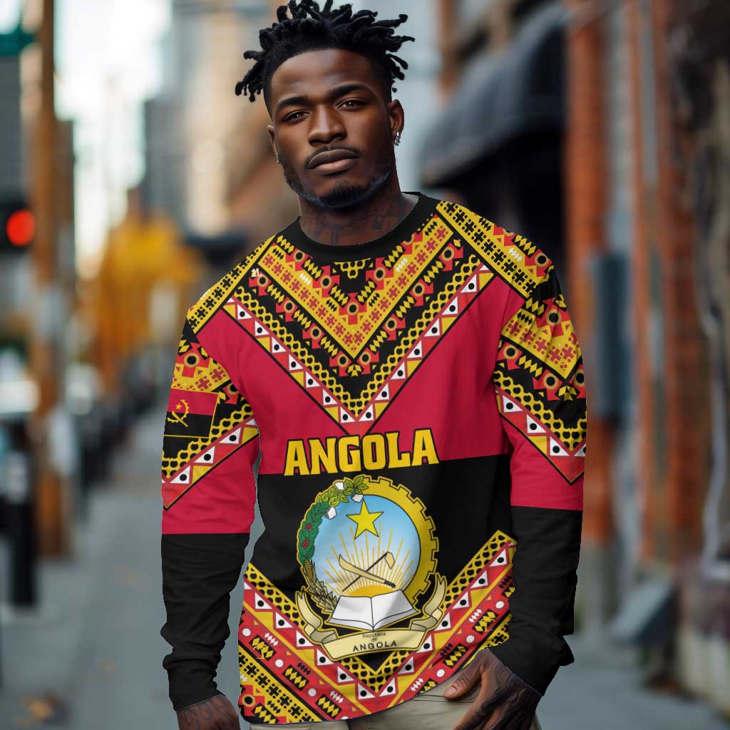 Angocha Clothes Angola Independence Day Long Sleeve Shirt with Coat of Arms and ...