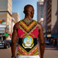 Angola Independence Day Men Tank Top with Coat of Arms and Samakaka Pattern