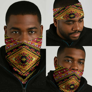 Angola Independence Day Neck Gaiter with Coat of Arms and Samakaka Pattern - African Pride
