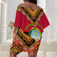 Angola Independence Day Off Shoulder Short Dress with Coat of Arms and Samakaka Pattern LT01