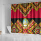 Angola Independence Day Shower Curtain with Coat of Arms and Samakaka Pattern