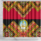 Angola Independence Day Shower Curtain with Coat of Arms and Samakaka Pattern