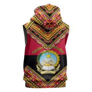 Angola Independence Day Sleeveless Zip Hoodie with Coat of Arms and Samakaka Pattern - African Pride