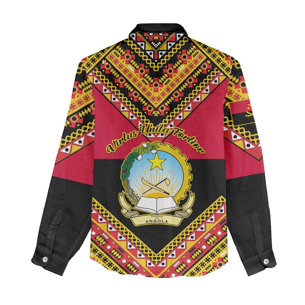 Angola Independence Day Women Casual Shirt with Coat of Arms and Samakaka Pattern LT01