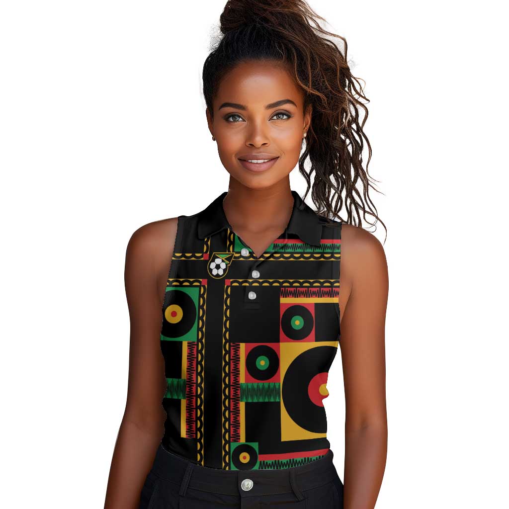 Jamaica Soccer 2026 Women Sleeveless Polo Shirt Reggae Stylized