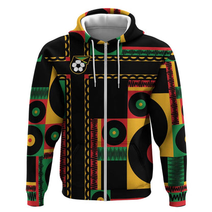 Jamaica Soccer 2026 Zip Hoodie Reggae Stylized