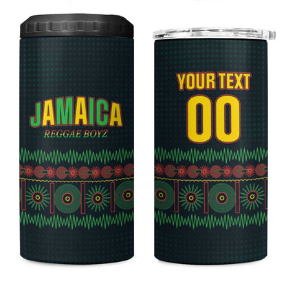 Custom Soccer 2026 Jamaica 4 in 1 Can Cooler Tumbler Reggae Music Spirit