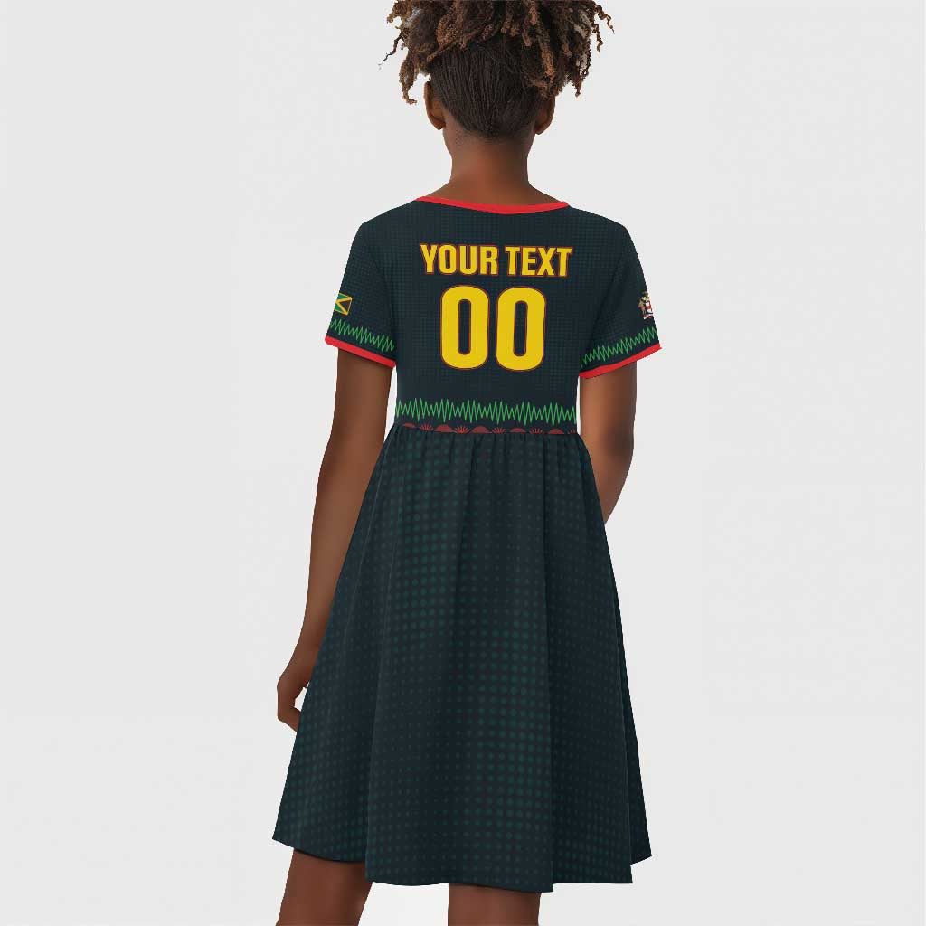 Custom Soccer 2026 Jamaica Kid Short Sleeve Dress Reggae Music Spirit