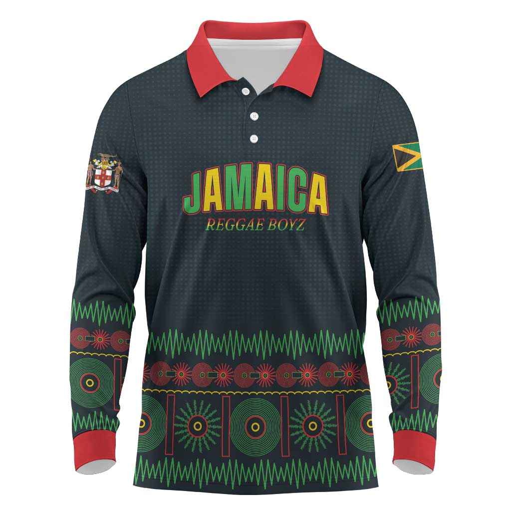 Custom Soccer 2026 Jamaica Long Sleeve Polo Shirt Reggae Music Spirit