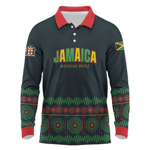 Custom Soccer 2026 Jamaica Long Sleeve Polo Shirt Reggae Music Spirit
