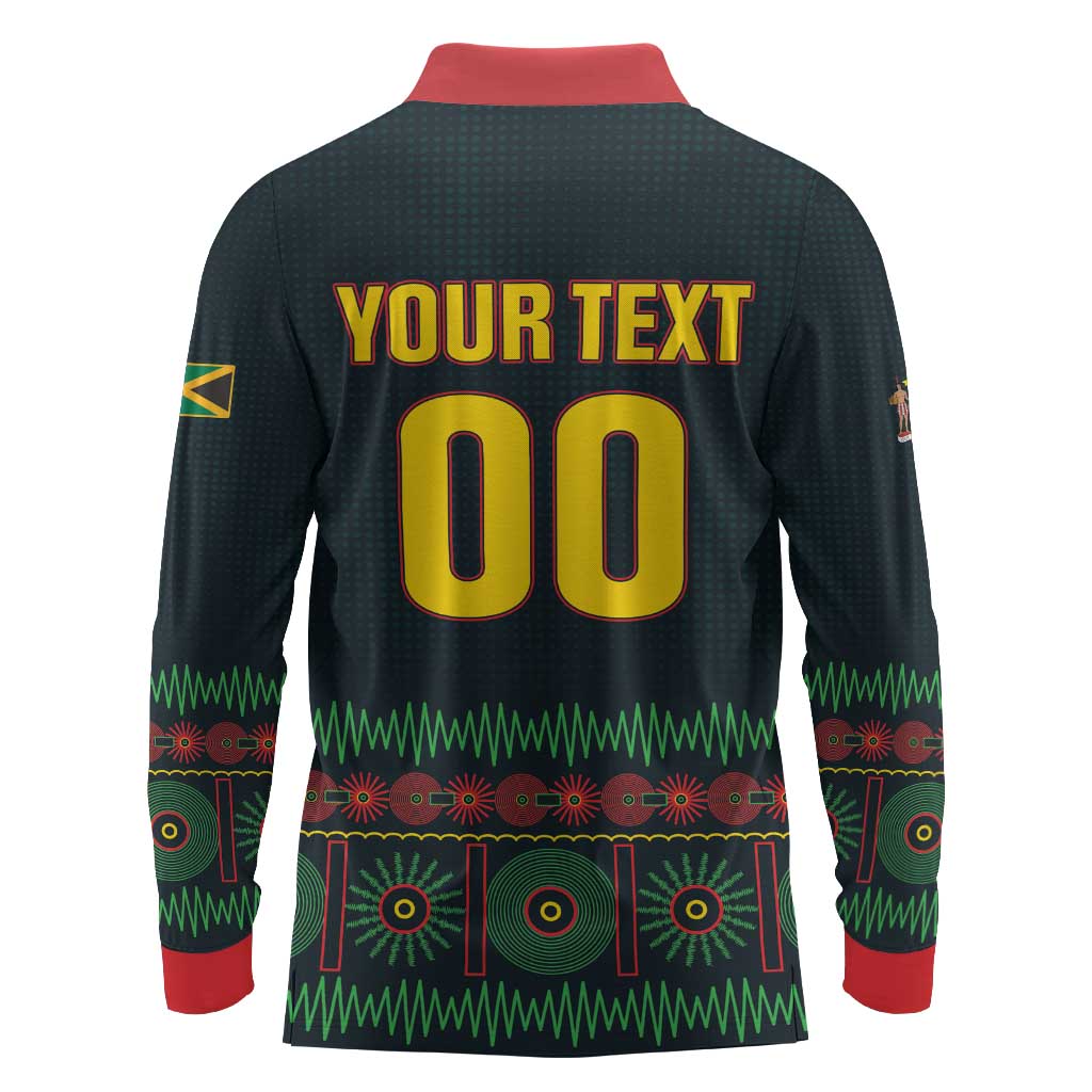 Custom Soccer 2026 Jamaica Long Sleeve Polo Shirt Reggae Music Spirit