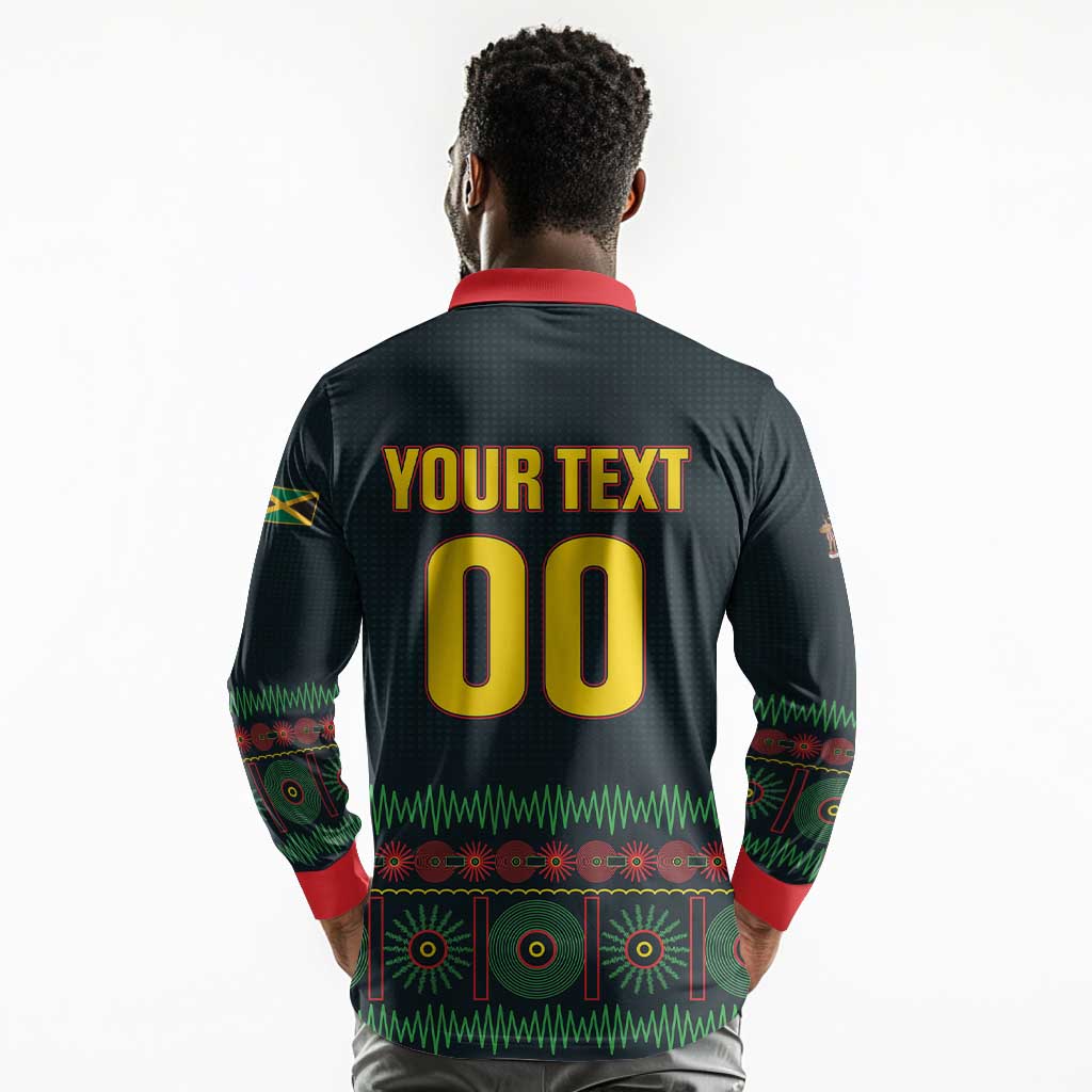 Custom Soccer 2026 Jamaica Long Sleeve Polo Shirt Reggae Music Spirit