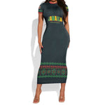 Custom Soccer 2026 Jamaica Short Sleeve Bodycon Dress Reggae Music Spirit
