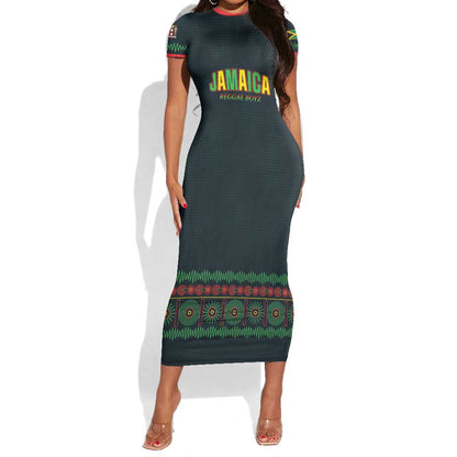 Custom Soccer 2026 Jamaica Short Sleeve Bodycon Dress Reggae Music Spirit