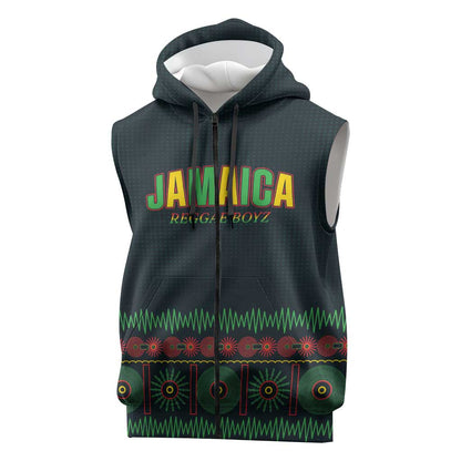 Custom Soccer 2026 Jamaica Sleeveless Zip Hoodie Reggae Music Spirit