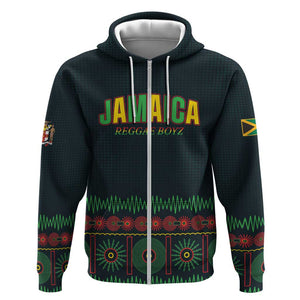 Custom Soccer 2026 Jamaica Zip Hoodie Reggae Music Spirit
