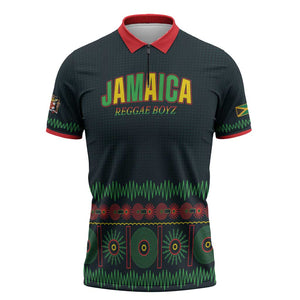 Custom Soccer 2026 Jamaica Zipper Polo Shirt Reggae Music Spirit