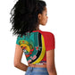 Personalized Mozambique Independence Day Raglan Cropped T shirt - June 25, Mozambiki Emblem