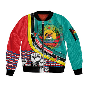 Personalized Mozambique Independence Day Sleeve Zip Bomber Jacket - June 25, Mozambiki Emblem