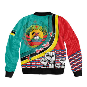 Personalized Mozambique Independence Day Sleeve Zip Bomber Jacket - June 25, Mozambiki Emblem
