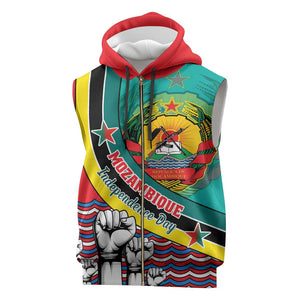 Personalized Mozambique Independence Day Sleeveless Zip Hoodie - June 25, Mozambiki Emblem - African Pride