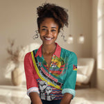 Personalized Mozambique Independence Day Women Casual Shirt - June 25, Mozambiki Emblem LT01