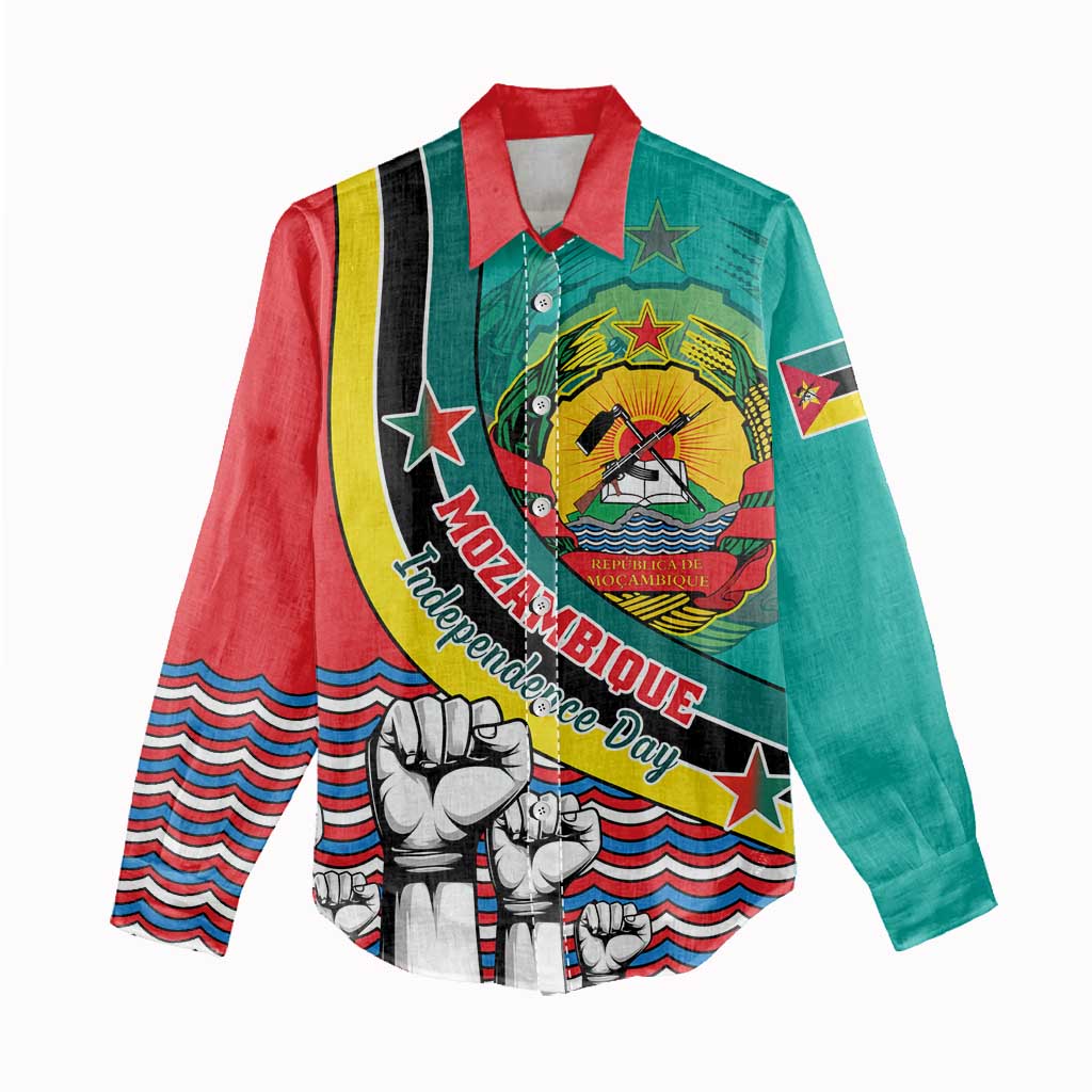 Personalized Mozambique Independence Day Women Casual Shirt - June 25, Mozambiki Emblem LT01