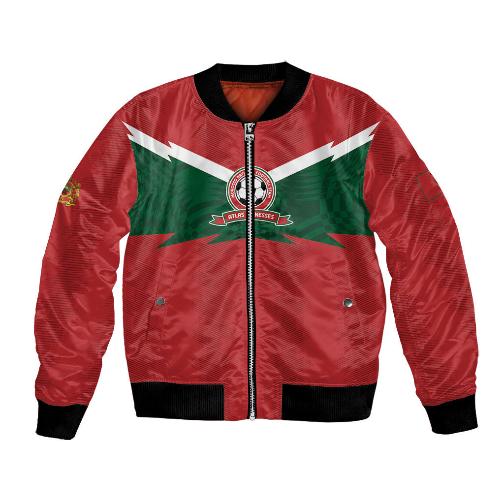 Custom Morocco 2026 Football Bomber Jacket Atlas Lionesses Born Winners
