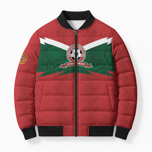 Custom Morocco 2026 Football Bomber Puffer Jacket Atlas Lionesses Born Winners